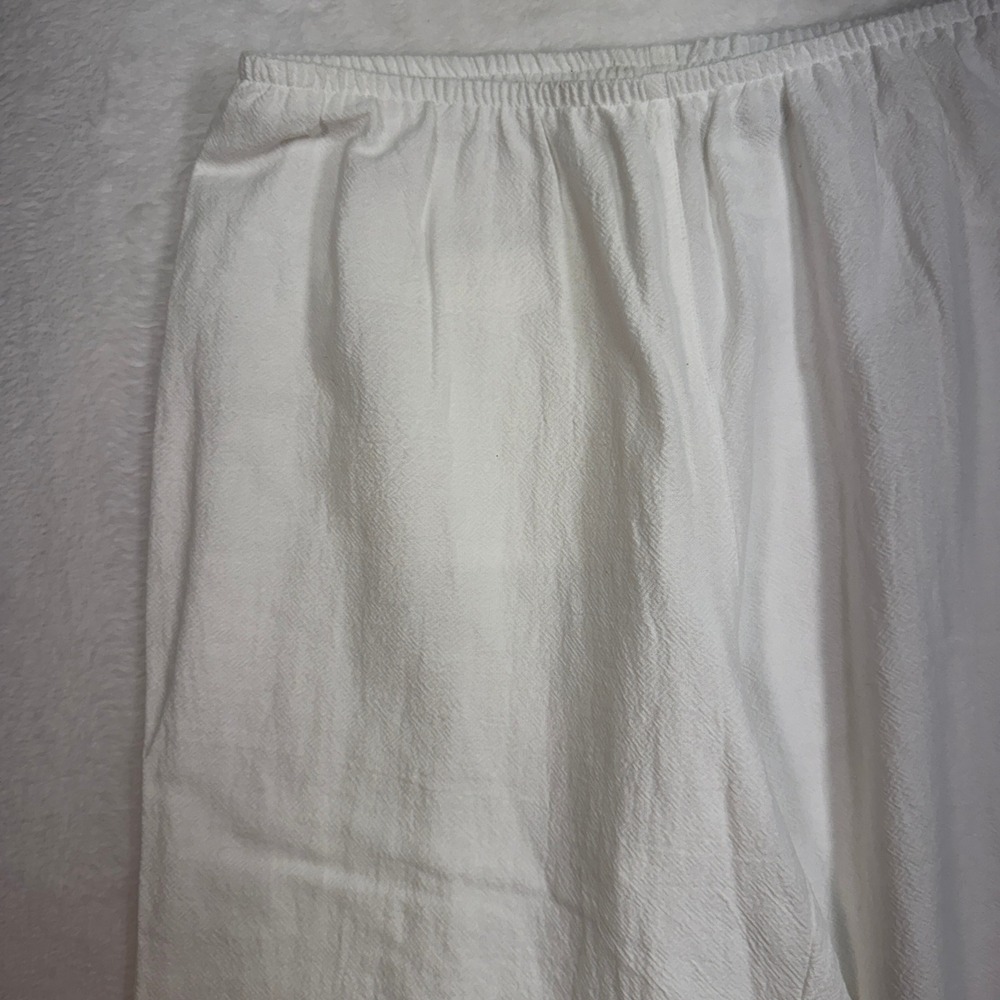 Chicos 1 US M 8 Pants Wide Leg Elastic Waist Cotton Textured White Coastal Beach - Picture 3 of 12